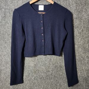 Leset Lauren Crop Cardigan In Navy Size  S